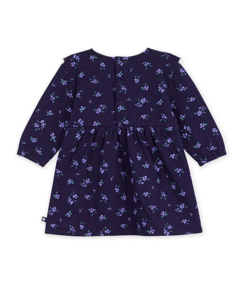 Petit Bateau Babies' Long Sleeved Floral-Print Cotton Dress