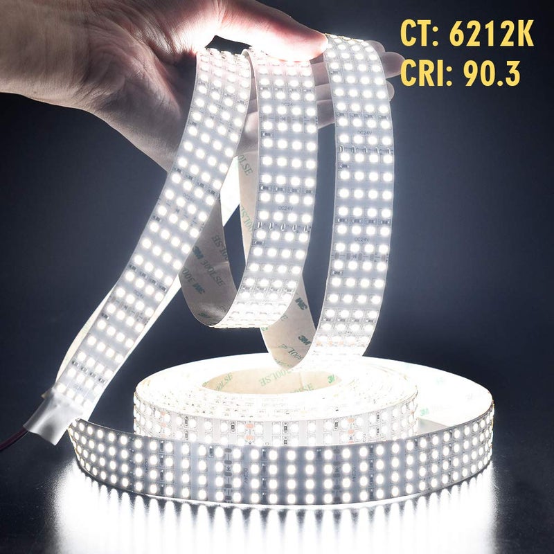 SuperlightingLED Super Bright White LED Strip - 2835SMD High CRI 90 Quad Row Flexible LED Strip Lights - 24VDC IP20 17,650 lm/Roll for LED Retail Shops, Videography Lighting (5m/16.4' Daylight White) - Image 5