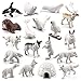 SCAHOW 18pcs Arctic Animal Figures Realistic Arctic Animals Toy Figurines Set with Arctic Fox Wolf Polar Bear Reindeer Figures for Kids Miniature Toys Cake Topper Birthday Gift - Image 2