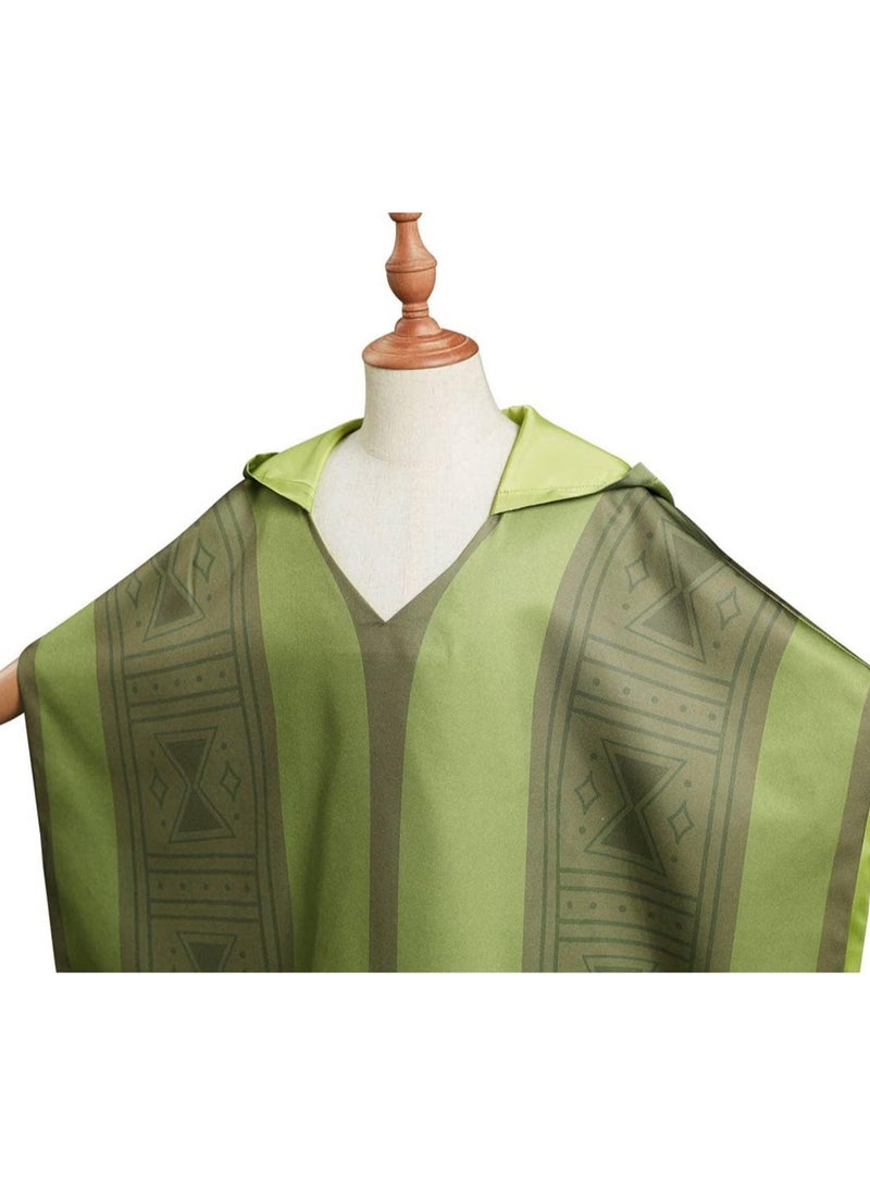 Zikra Kids Costume Cape Cloak Madrigal Dress Up Green Poncho Robe Outfits for Adult Boys Grils Size M - Image 3