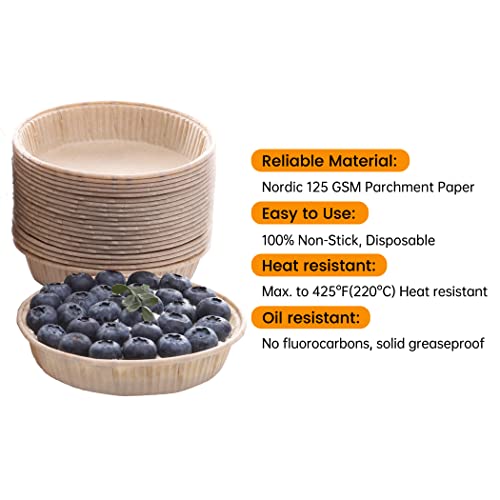 Bake Choice 50pcs Paper Mini Tart Pans for Baking, mini pie tins 4Inch Mini Pie Pans, Non-stick, Unbleached, Disposable Quiche Baking Dish,Oven safe, Microwave safe - Image 3