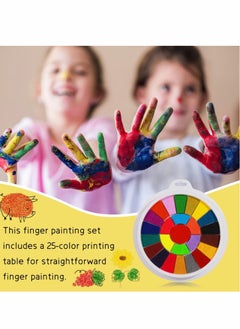 SYOSI Finger Painting Kit, 12 Pattern Stamps 25 Color Printing Pads Washable Colors Finger Painting Easy to clean Non-toxic Children's Painting Toys  - Image 2