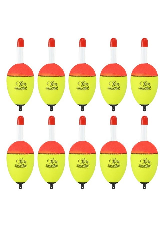 PATIKIL 2.5oz Fishing Bobbers, 10 Pack EVA Fishing Float for Saltwater Freshwater Fishing, Yellow  - Image 1