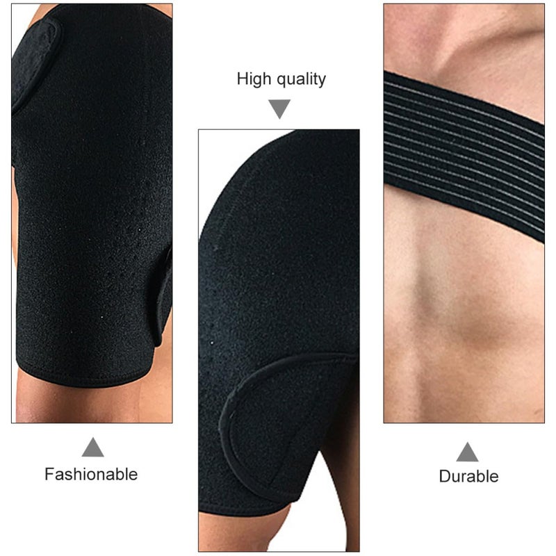 Adjustable Shoulder Support Strap Compression Sleeve For Injury Stabilization Black - Image 4