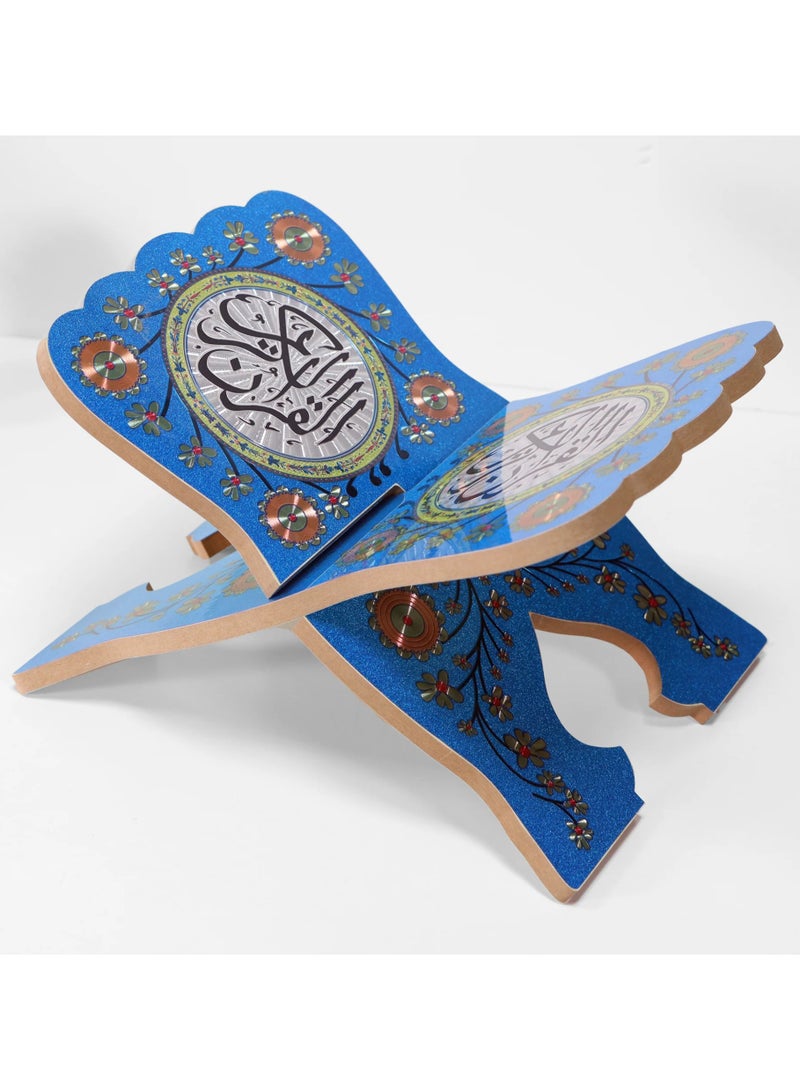 SUNDUS The Holy Quran stand, floor seating, made of wood, large size, blue color - Image 5