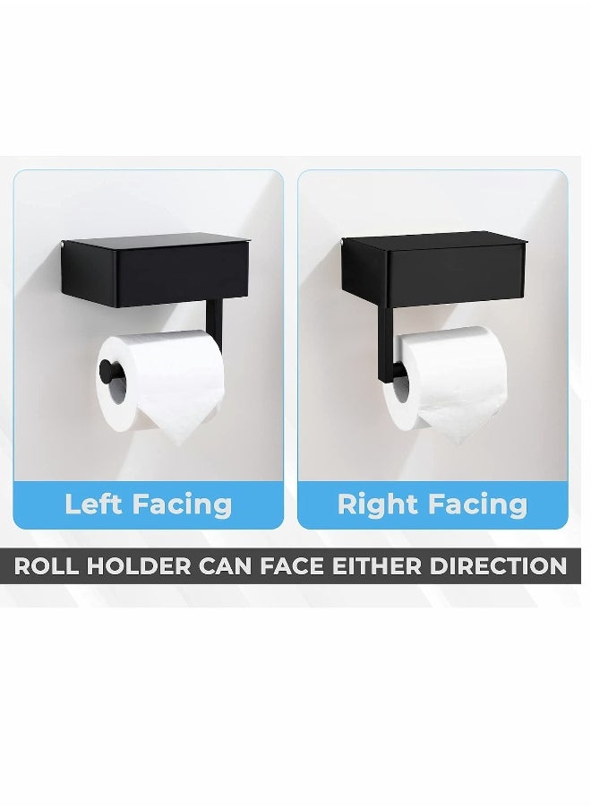 Generic Toilet Paper Holder with Storage Box, Stainless Steel Wall Mounted Flushable Matte Wipes Holder for Bathroom Holds both Tissues and Wipes (Black)  - Image 3