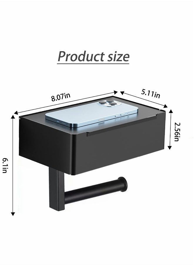 Generic Toilet Paper Holder with Storage Box, Stainless Steel Wall Mounted Flushable Matte Wipes Holder for Bathroom Holds both Tissues and Wipes (Black)  - Image 5