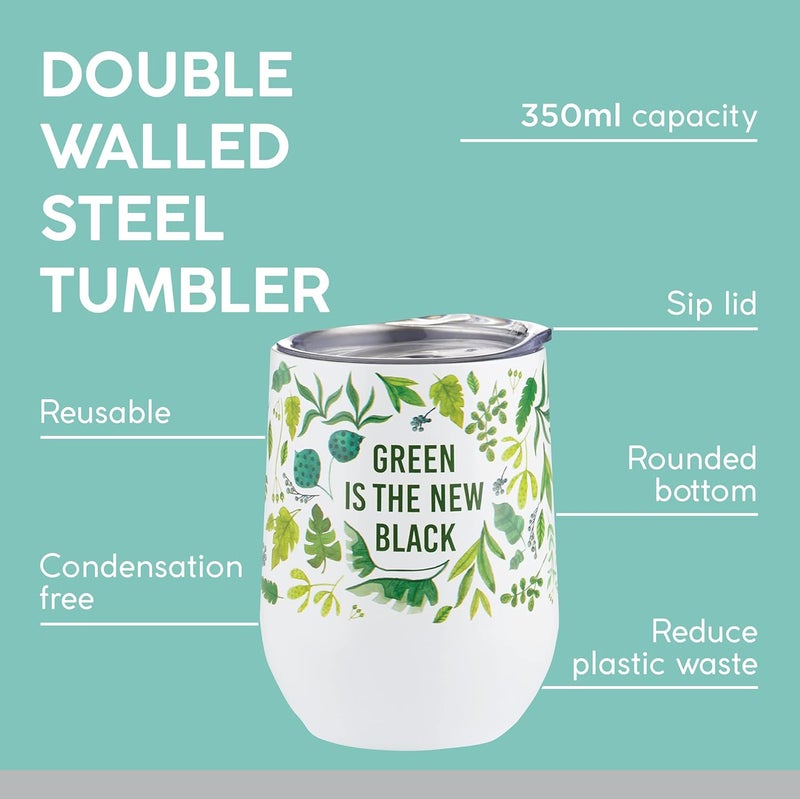Typhoon Premium Stainless Steel Pure Green New Black Tumbler 350ml - Image 2