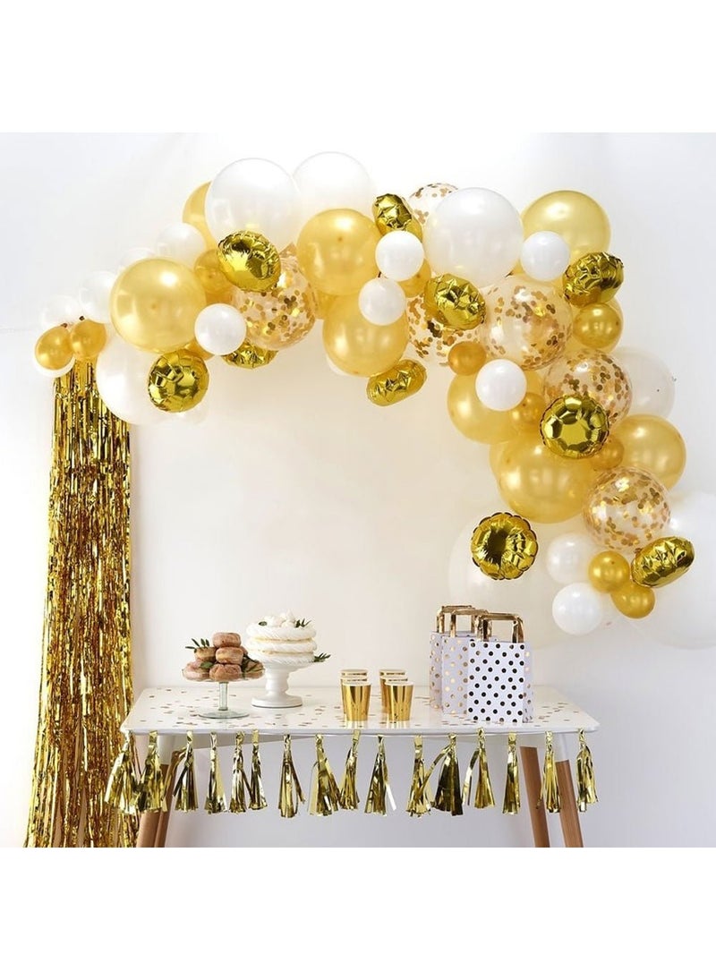 Ginger Ray Balloon Arch Kit Gold White Latex Foil DIY 70-Pack 4m - Image 1