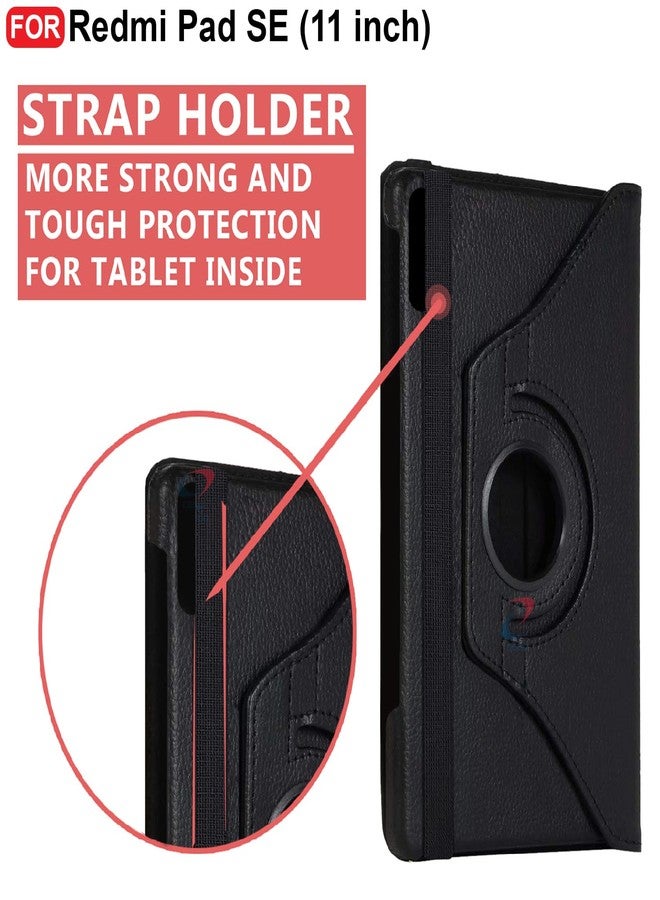 CEDO Redmi Pad SE (11 inch) Flip Cover | Leather Finish | 360 Degree Rotate Back Cover | Shockproof Back Cover Case for Redmi Pad SE (11 inch) (Black) - Image 3