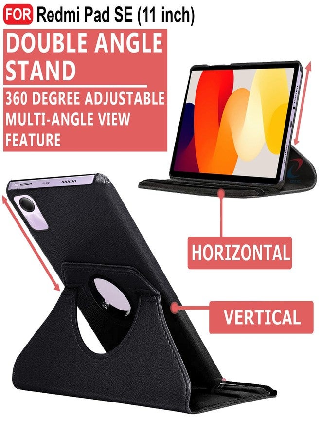 CEDO Redmi Pad SE (11 inch) Flip Cover | Leather Finish | 360 Degree Rotate Back Cover | Shockproof Back Cover Case for Redmi Pad SE (11 inch) (Black) - Image 2