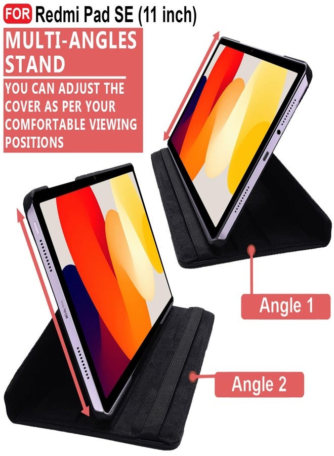 CEDO Redmi Pad SE (11 inch) Flip Cover | Leather Finish | 360 Degree Rotate Back Cover | Shockproof Back Cover Case for Redmi Pad SE (11 inch) (Black) - Image 5