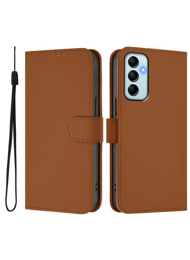 S-TOP Case For Samsung Galaxy M14 5G Skin Feel Solid Color Leather Phone Case with Lanyard - Image 2
