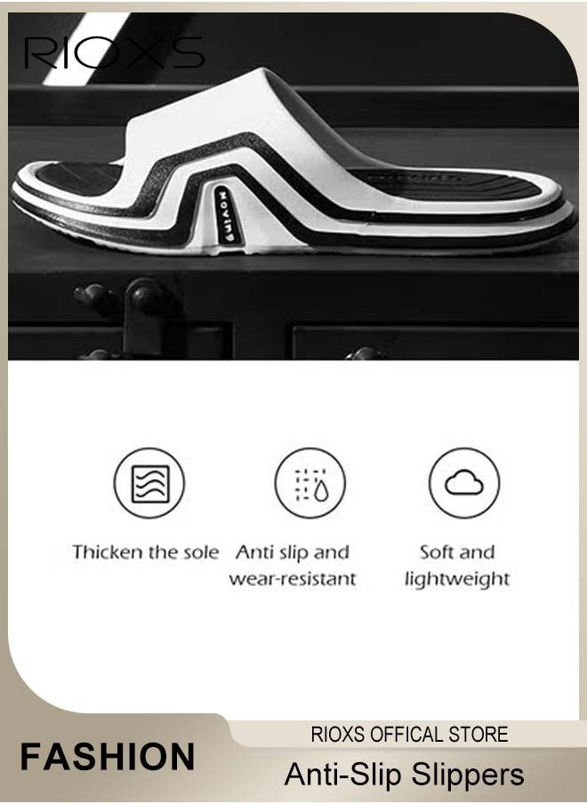 RIOXS - Unisex Slippers, Mens And Womens Slippers, Anti-Slip Shower Slippers, Soft Sole Bath Slipper, Comfortable ightweight Flat Slippers, House Slipper, Flat Slippers For Beach Bathroom Indoor Outdoor Use - Image 1