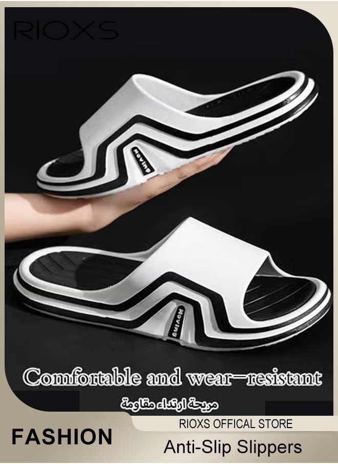 RIOXS - Unisex Slippers, Mens And Womens Slippers, Anti-Slip Shower Slippers, Soft Sole Bath Slipper, Comfortable ightweight Flat Slippers, House Slipper, Flat Slippers For Beach Bathroom Indoor Outdoor Use - Image 1