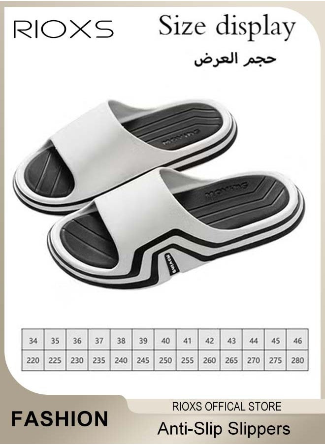 RIOXS - Unisex Slippers, Mens And Womens Slippers, Anti-Slip Shower Slippers, Soft Sole Bath Slipper, Comfortable ightweight Flat Slippers, House Slipper, Flat Slippers For Beach Bathroom Indoor Outdoor Use - Image 1