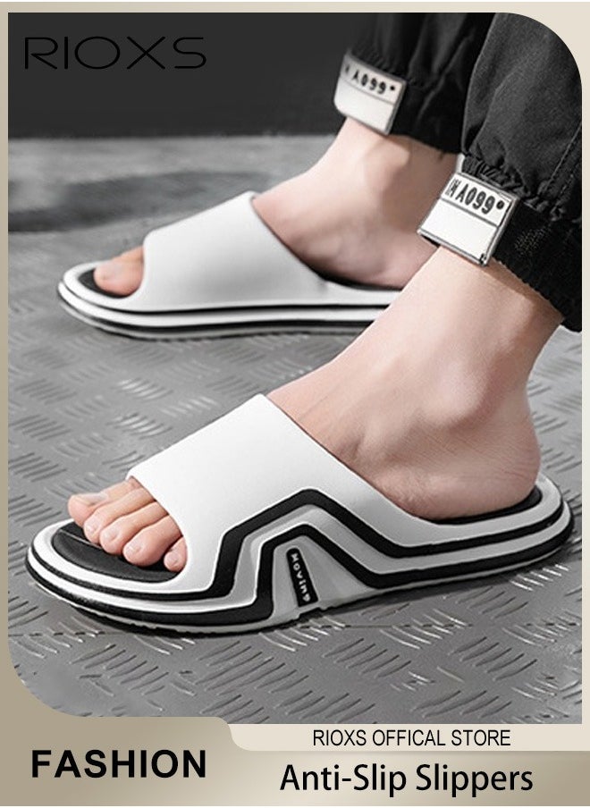 RIOXS - Unisex Slippers, Mens And Womens Slippers, Anti-Slip Shower Slippers, Soft Sole Bath Slipper, Comfortable ightweight Flat Slippers, House Slipper, Flat Slippers For Beach Bathroom Indoor Outdoor Use - Image 1