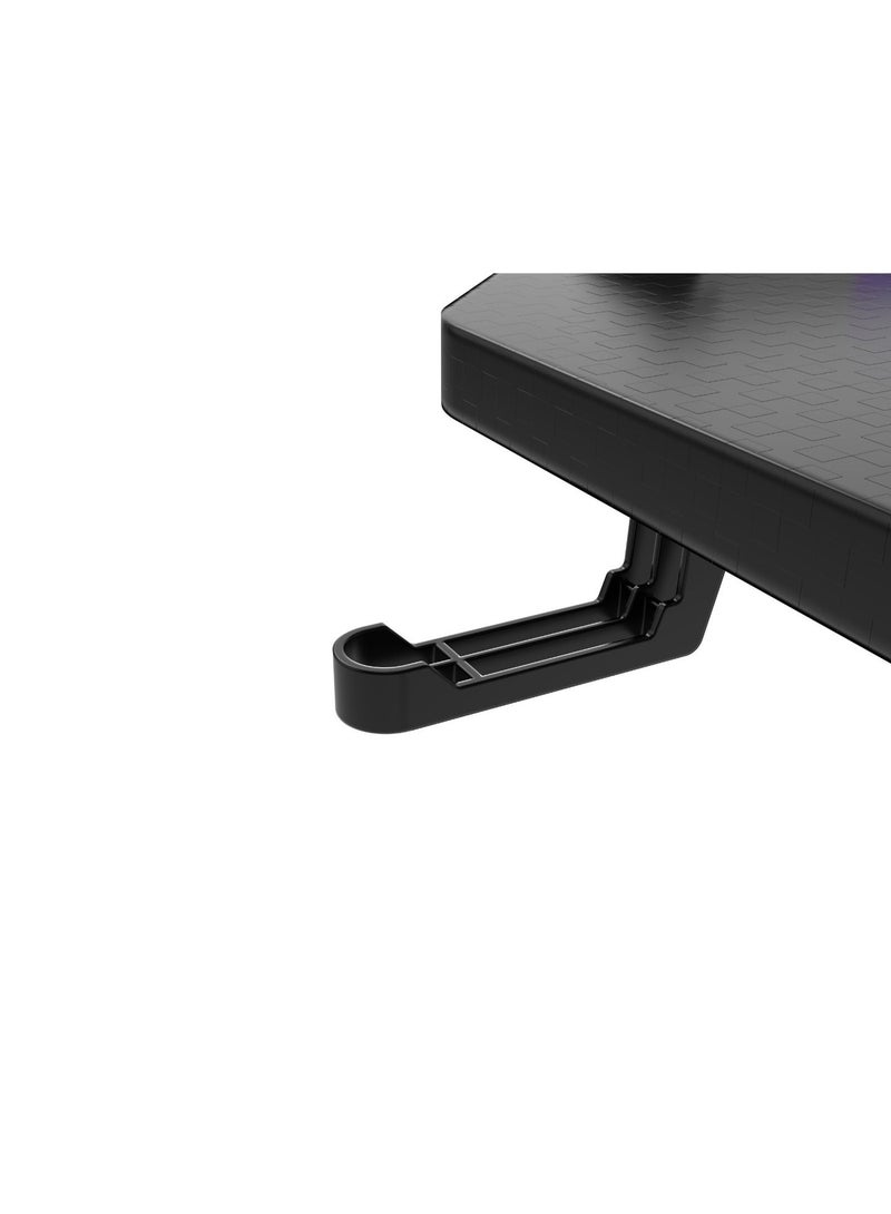 أيه أس أيه مكتب ألعاب Z-Shape مع إضاءة RGB – سطح ألياف كربونية، محطة احترافية للاعبين مع حامل أكواب وسماعة وإدارة كابلات – أسود - Image 5