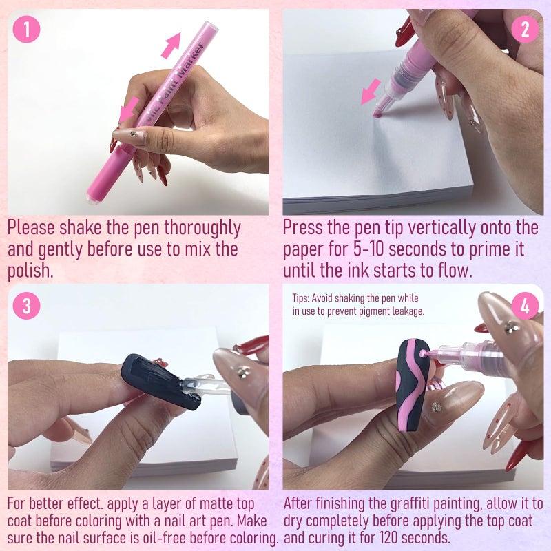 MKNZOME 12 Color Nail Art Pens, 0.7 MM Nail Art Markers Nail Polish Pens Set Drawing Nail Paint Pens, Waterproof and Quick-drying Nail for DIY Design Manicure Design Tools - Image 5