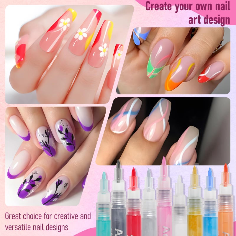 MKNZOME 12 Color Nail Art Pens, 0.7 MM Nail Art Markers Nail Polish Pens Set Drawing Nail Paint Pens, Waterproof and Quick-drying Nail for DIY Design Manicure Design Tools - Image 3