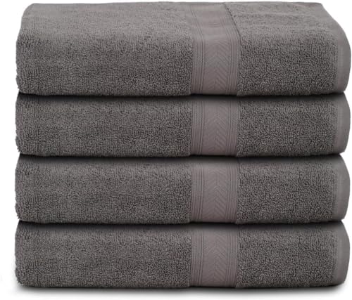Casa Lino Charcoal Black Bath Towels Set of 4 54 x 27 Large Bathroom Towel Set 100 Cotton Towels for Bathroom Highly Absorbent Quick Dry Bath Towel Multipack New Apartment Essentials