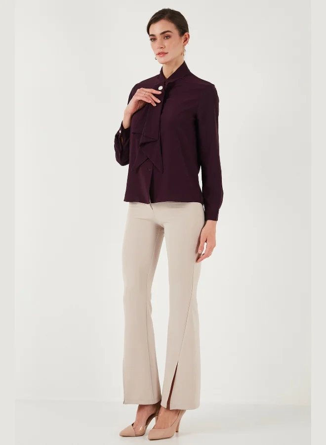 Lela Lela Standard Fit Embellished Buttoned Scarf Collar Long Sleeve Shirt Women's SHIRT 611GO00333