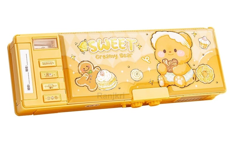 Invite Enterprise Invite Sweet Bear Multifunction Pencil Case for Girls and Boys, Cute Cartoon Pen Box Organizer Stationery, Sharpener, Schedule, Whiteboard, School Supplies, Best Gifts for Kids(Password Lock) - Image 1