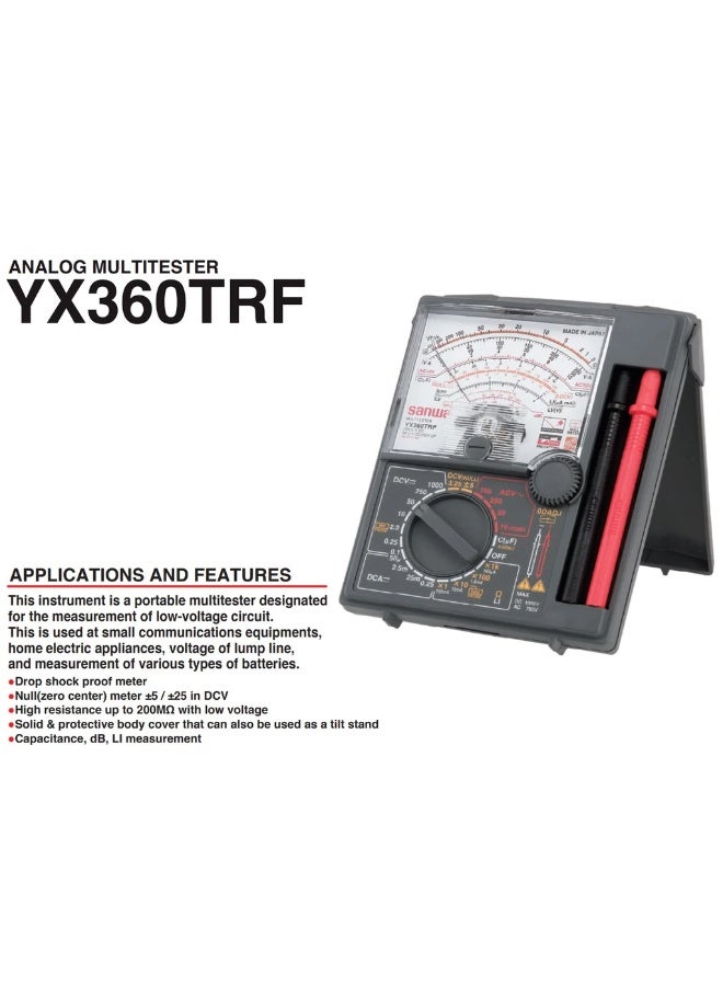 سانوا جهاز قياس متعدد تناظري (أنالوج) SANWA YX360TRF فولتميتر تيار متردد/مستمر - Image 2
