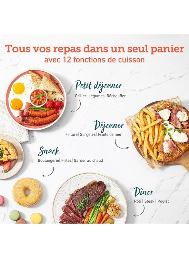 Cosori Wifi Air Fryer 6.4L, Air Fryer with Dual Resistance, 60+ App Recipes Created by Chef in Spanish, Oil-Free Fryer with 12 Programs, Dark Grey, Dual Blaze - Image 2