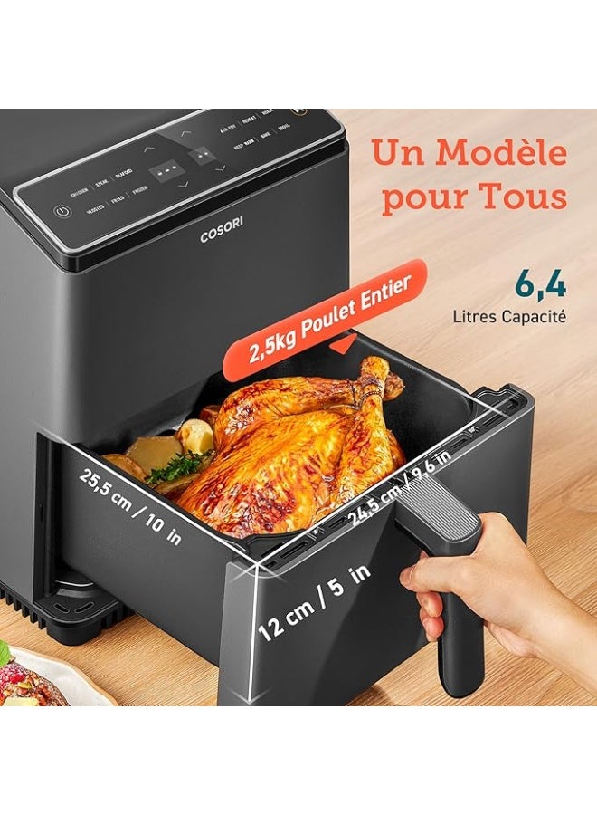 Cosori Wifi Air Fryer 6.4L, Air Fryer with Dual Resistance, 60+ App Recipes Created by Chef in Spanish, Oil-Free Fryer with 12 Programs, Dark Grey, Dual Blaze - Image 4