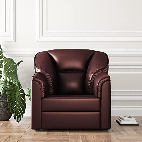 WESTIDO Burj Leatherette 1 Seater Sofa (Finish Color - Brown Leatherette | 1 Year Warranty - Image 1