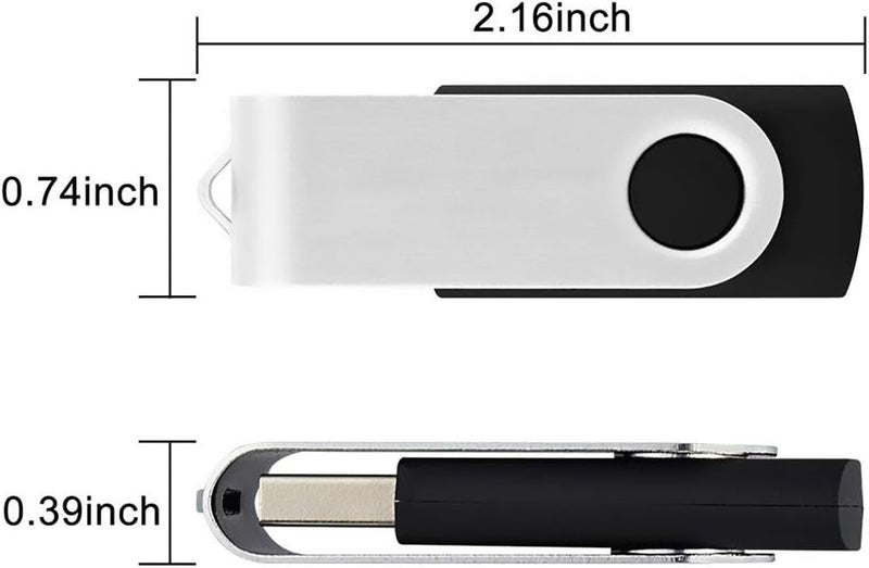 Aiibe 5 Pack 64GB USB Flash Drive - Swivel USB Stick in Mixed Colors - Image 3