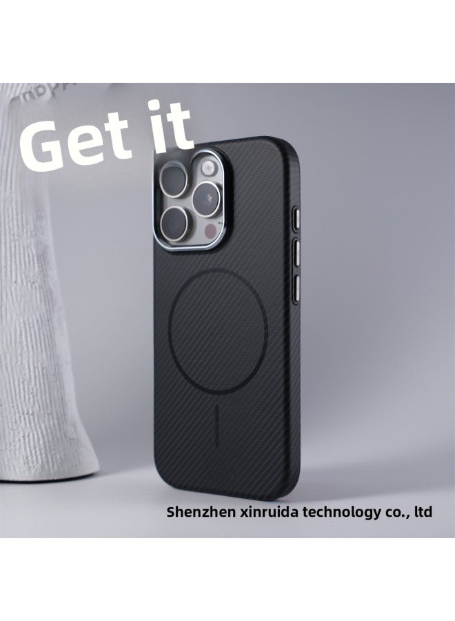For Apple Phone Case Carbon Fiber Pattern PC Thin Ring Magnetic Suction Drop-resistant Protective Cover Multiple Models Available 