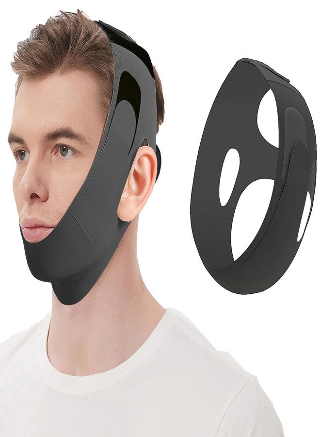 KeyBegin Anti Snore Chin Strap for Sleeping & Cpap Users, Comfortable Adjustable Snoring Solution, Durable Reusable Elastic Cpap Chin Strap to Keep Mouth Closed While Sleeping (Black) - Image 1