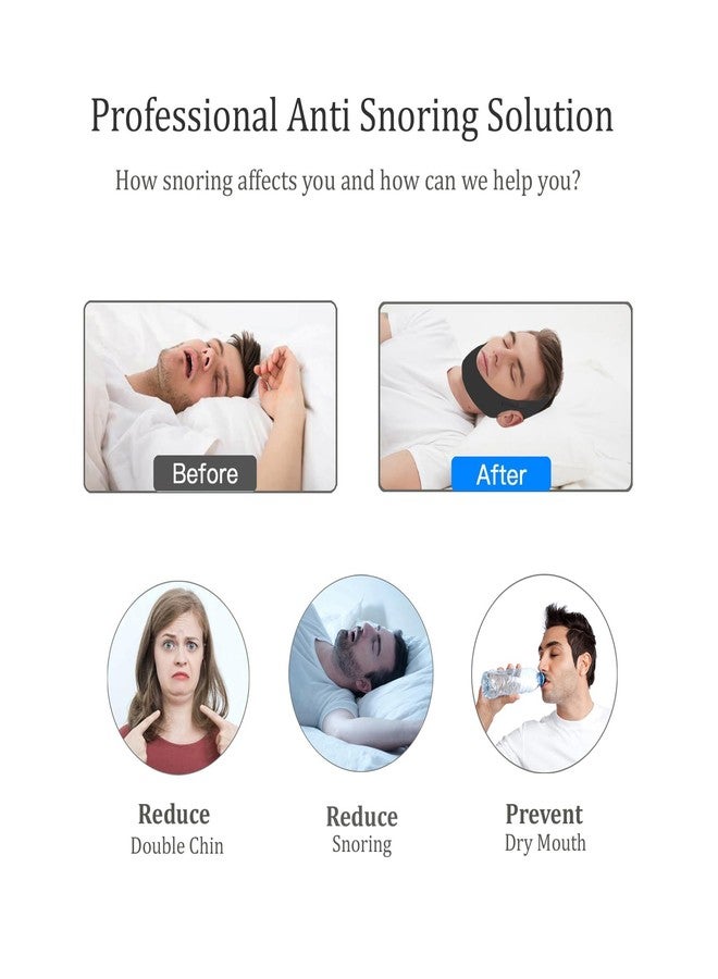 KeyBegin Anti Snore Chin Strap for Sleeping & Cpap Users, Comfortable Adjustable Snoring Solution, Durable Reusable Elastic Cpap Chin Strap to Keep Mouth Closed While Sleeping (Black) - Image 2