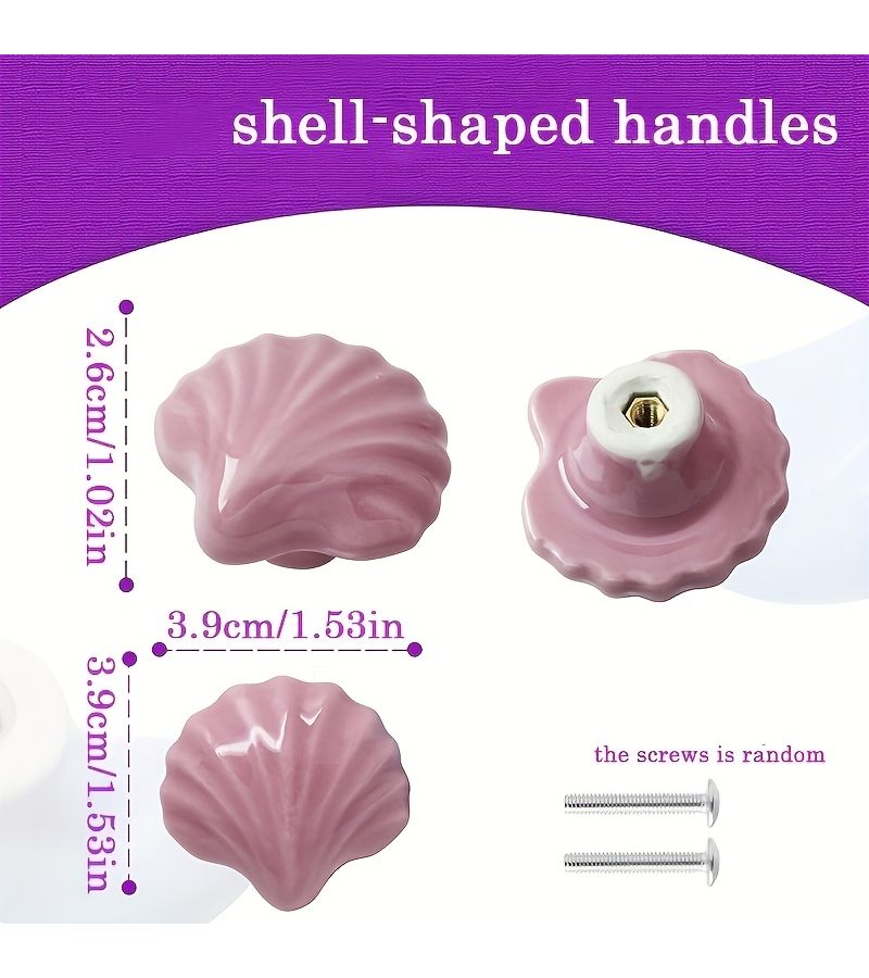 Pink Ceramic Drawer Handles for Cabinet Dresser Coastal Boho Home Decor 6pcs - Image 3