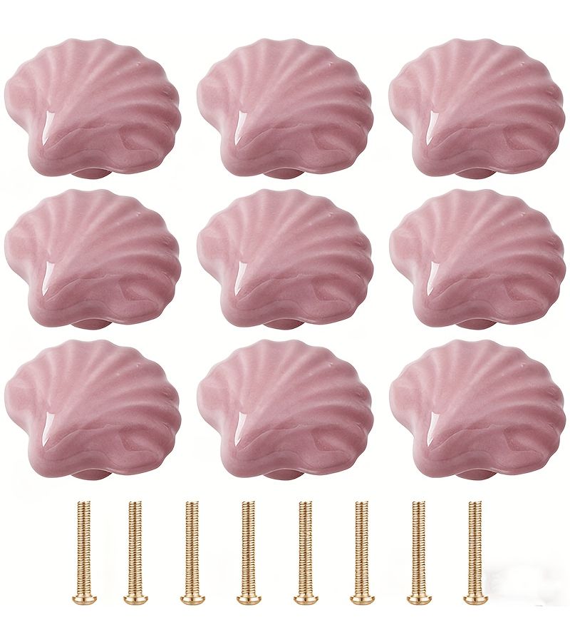 Pink Ceramic Drawer Handles for Cabinet Dresser Coastal Boho Home Decor 6pcs - Image 1