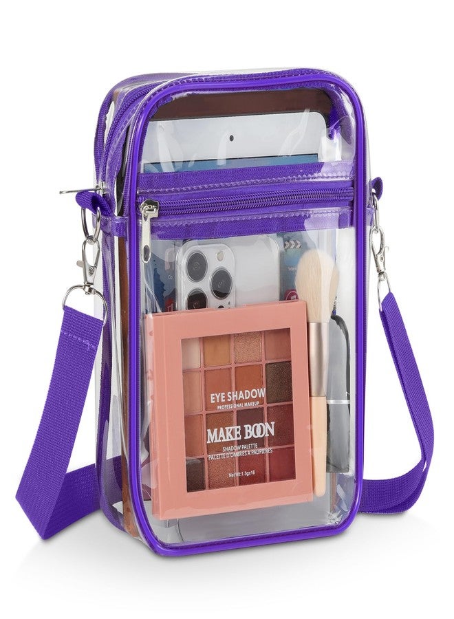 MoKo Clear Bag for Stadium Events - Multi Pockets Clear Sling Purse Crossbody Bag with Adjustable Shoulder Strap for Concerts Events Sports, Purple - Image 1
