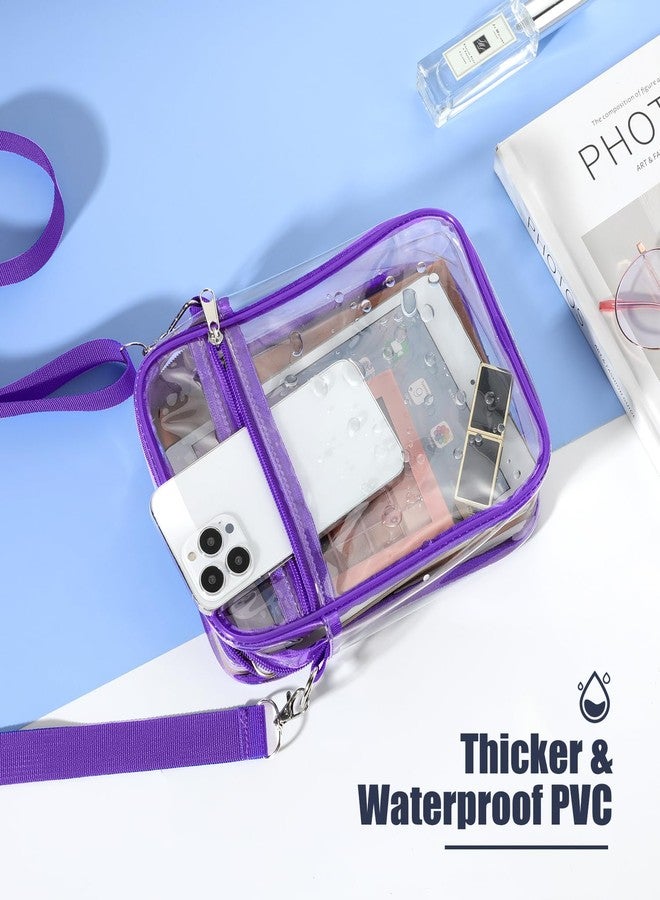 MoKo Clear Bag for Stadium Events - Multi Pockets Clear Sling Purse Crossbody Bag with Adjustable Shoulder Strap for Concerts Events Sports, Purple - Image 2