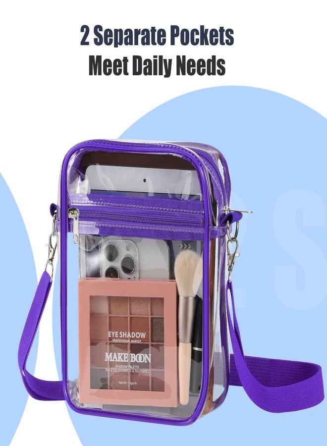 MoKo Clear Bag for Stadium Events - Multi Pockets Clear Sling Purse Crossbody Bag with Adjustable Shoulder Strap for Concerts Events Sports, Purple - Image 3