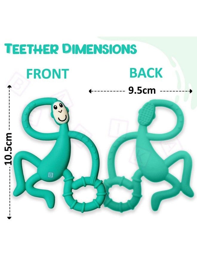 BEMBIKA - Baby Teether Toys Monkey Shape Baby Teether Silicone Baby Teether Keys Baby Teether Toothbrush (Green Color). - Image 1