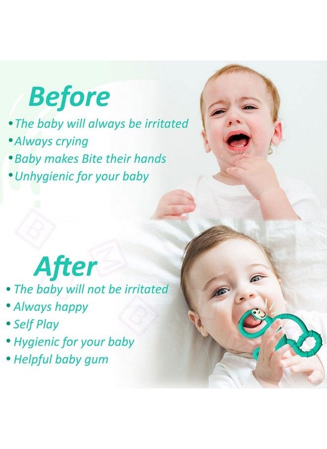 BEMBIKA - Baby Teether Toys Monkey Shape Baby Teether Silicone Baby Teether Keys Baby Teether Toothbrush (Green Color). - Image 1