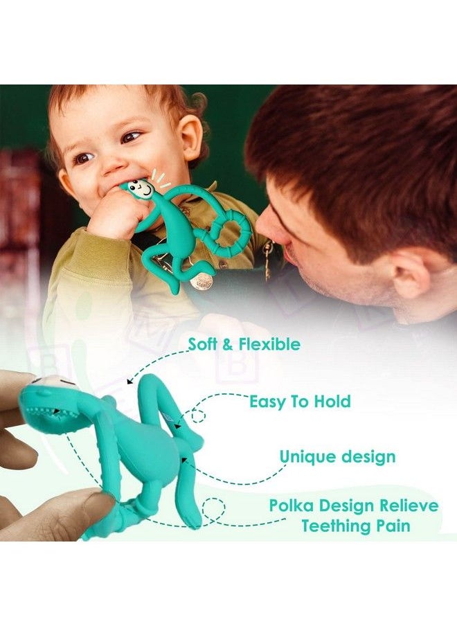 BEMBIKA - Baby Teether Toys Monkey Shape Baby Teether Silicone Baby Teether Keys Baby Teether Toothbrush (Green Color). - Image 1