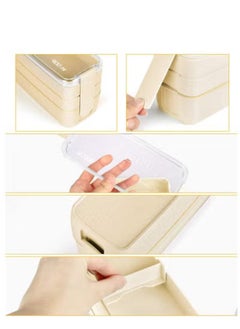 Arabest 27 Bento Boxes, Bento Box Set, Stackable 3-in-1 Compartment Bento Box Set, Includes Soup Cups Sauce Jar, Spoons Forks Cake Cups, Fruit Holders, Snack Pouches, Leak-Proof Bento Box (Khaki)  - Image 5