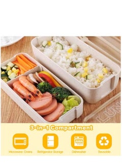 Arabest 27 Bento Boxes, Bento Box Set, Stackable 3-in-1 Compartment Bento Box Set, Includes Soup Cups Sauce Jar, Spoons Forks Cake Cups, Fruit Holders, Snack Pouches, Leak-Proof Bento Box (Khaki)  - Image 2