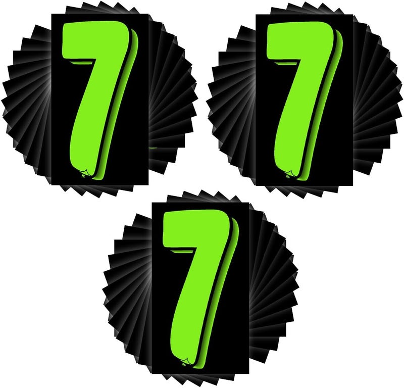 Versa-Tags 3 Packs of 12 Number Seven (7) 7.5 Inch Green & Black Windshield Pricing Stickers - Image 1