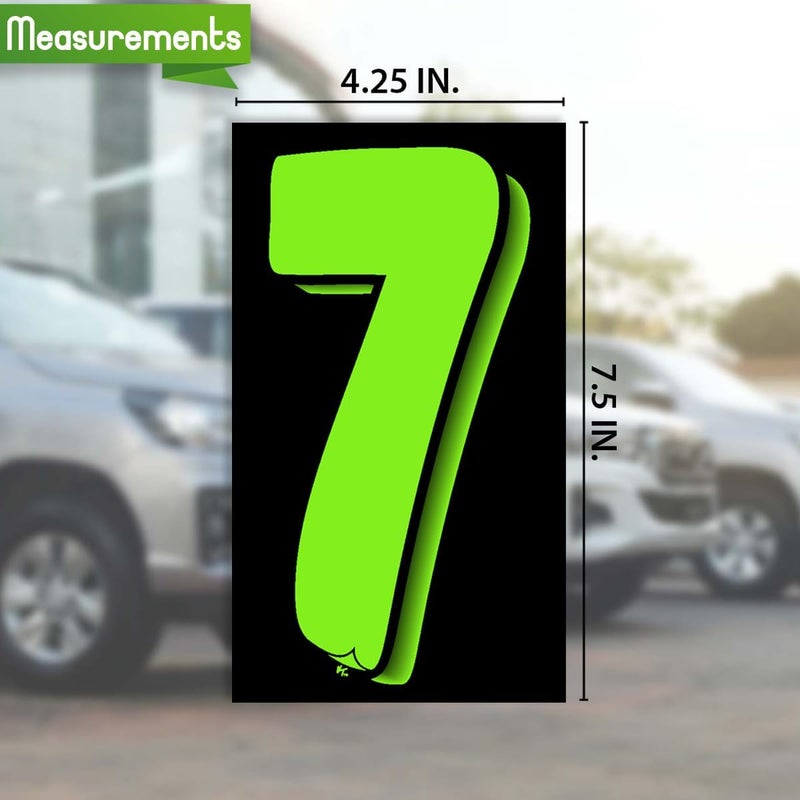 Versa-Tags 3 Packs of 12 Number Seven (7) 7.5 Inch Green & Black Windshield Pricing Stickers - Image 2