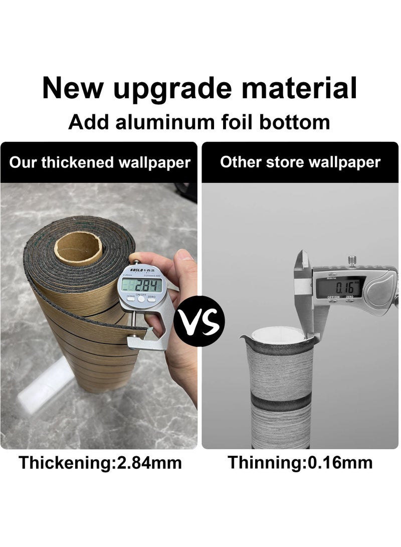 NOAEOU Thickened 3D Wood Grain Wallpaper - 300cm x 60cm Waterproof PVC Self-Adhesive Moisture Proof Sound Insulation Wallboard, Wallpaper Sticker Wall Covering for Home Decor, Living Room, Bedroom, TV Background（N53881) - Image 5