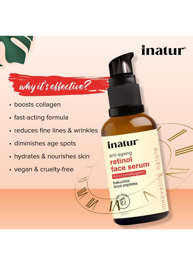 INATUR - Retinol Serum For Face With Bakuchiol | Anti-Ageing| Reduces Fine Lines & Wrinkles| 30Ml - Image 1