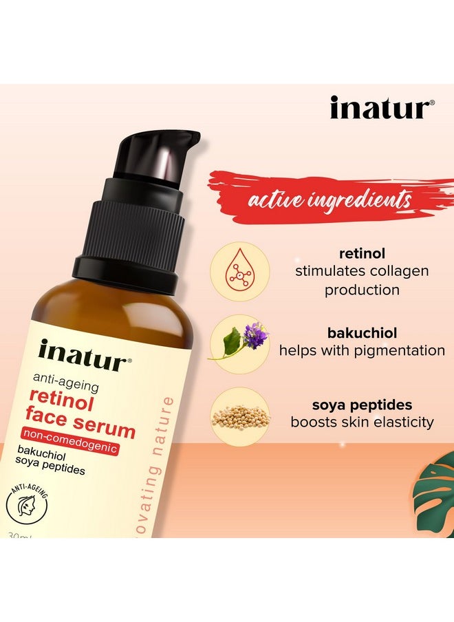 INATUR - Retinol Serum For Face With Bakuchiol | Anti-Ageing| Reduces Fine Lines & Wrinkles| 30Ml - Image 1